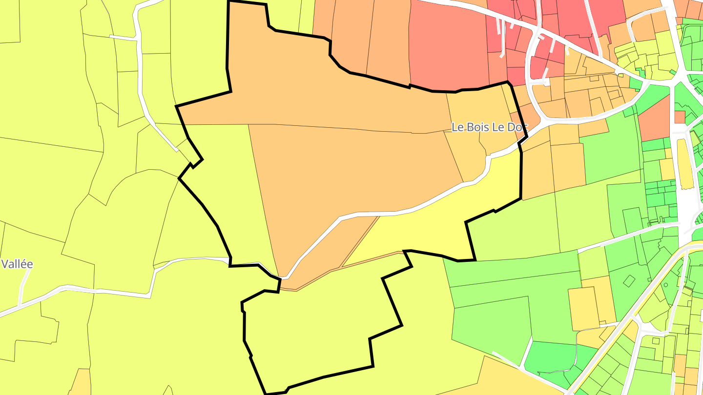 Carte des prix de l'immobilier Le Bois Le Doc