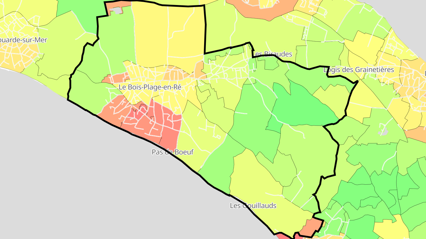 Carte des prix de l'immobilier Le Bois-Plage-en-Ré
