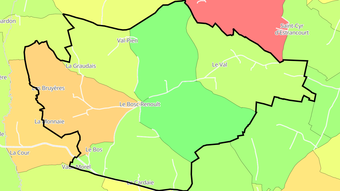 Carte des prix de l'immobilier Le Bosc-Renoult