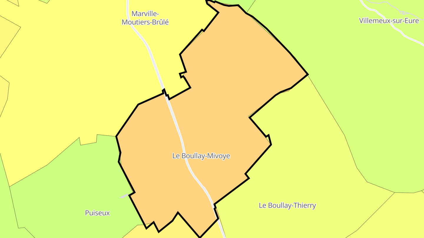 Carte des prix de l'immobilier Le Boullay-Mivoye
