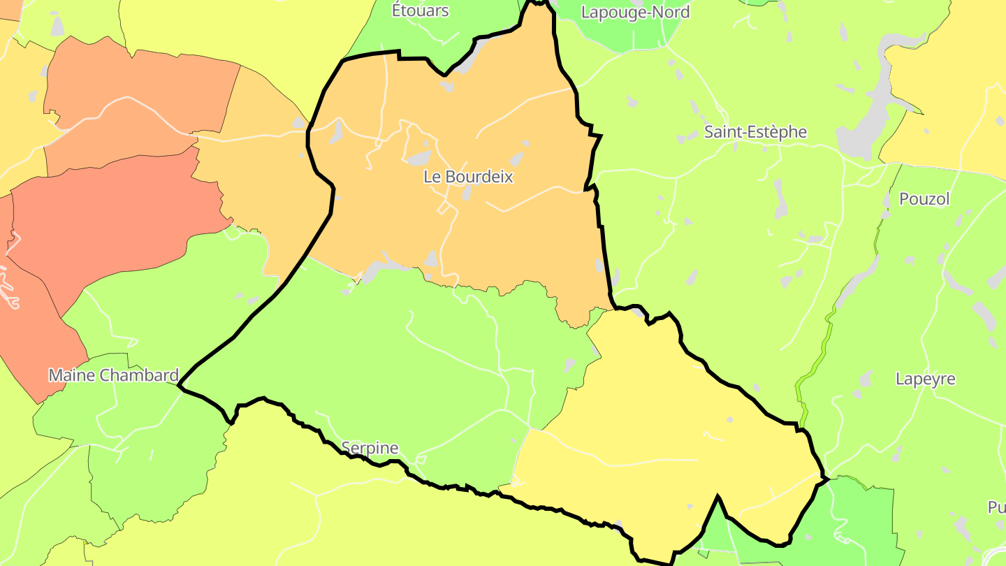 Carte des prix de l'immobilier Le Bourdeix