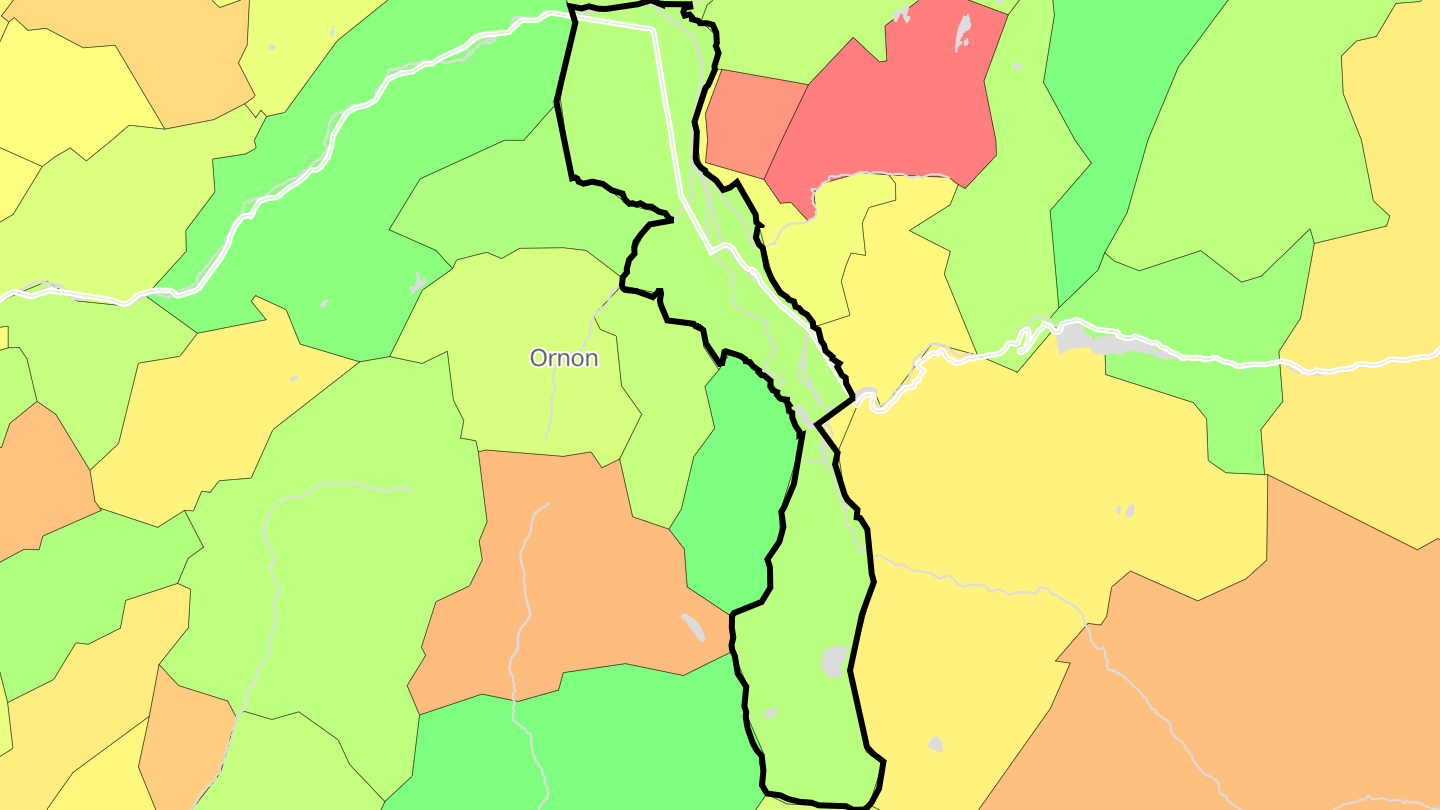 Carte des prix de l'immobilier Le Bourg-d'Oisans