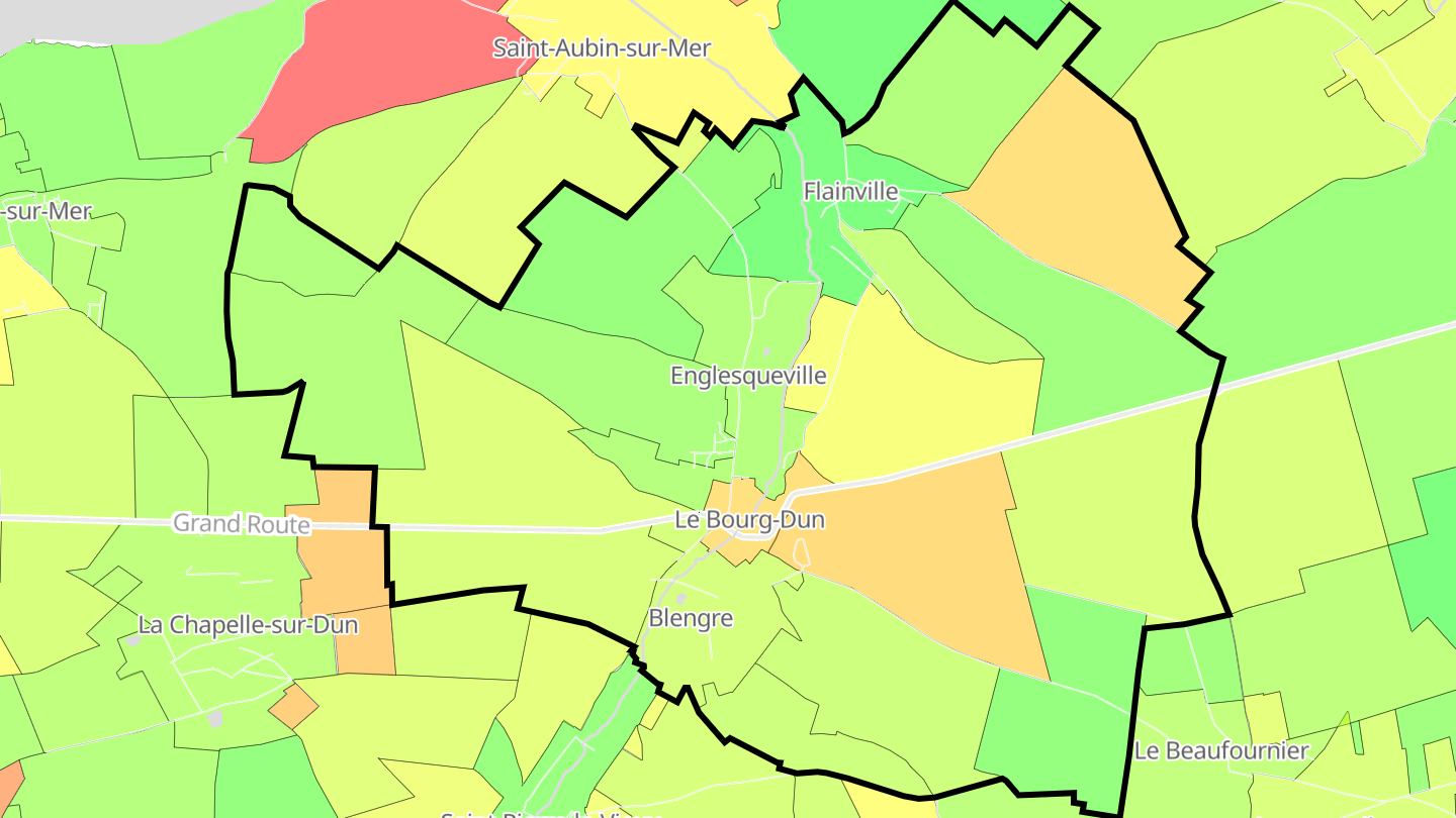 Carte des prix de l'immobilier Le Bourg-Dun