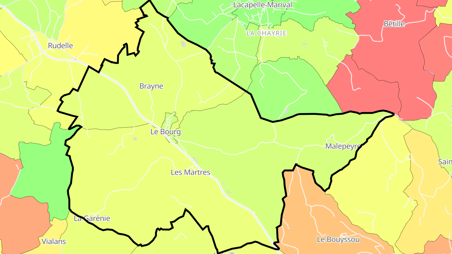 Carte des prix de l'immobilier Le Bourg