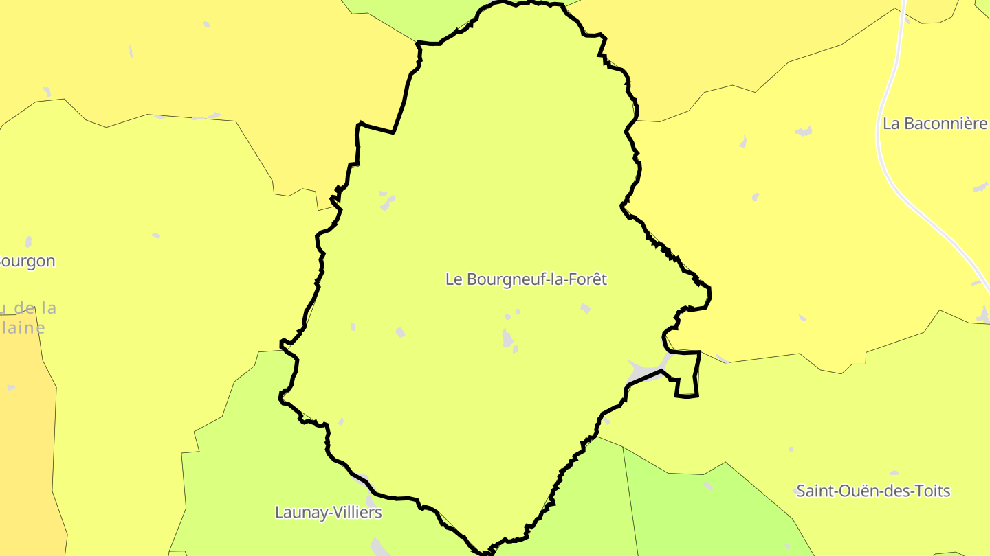 Carte des prix de l'immobilier Le Bourgneuf-la-Forêt