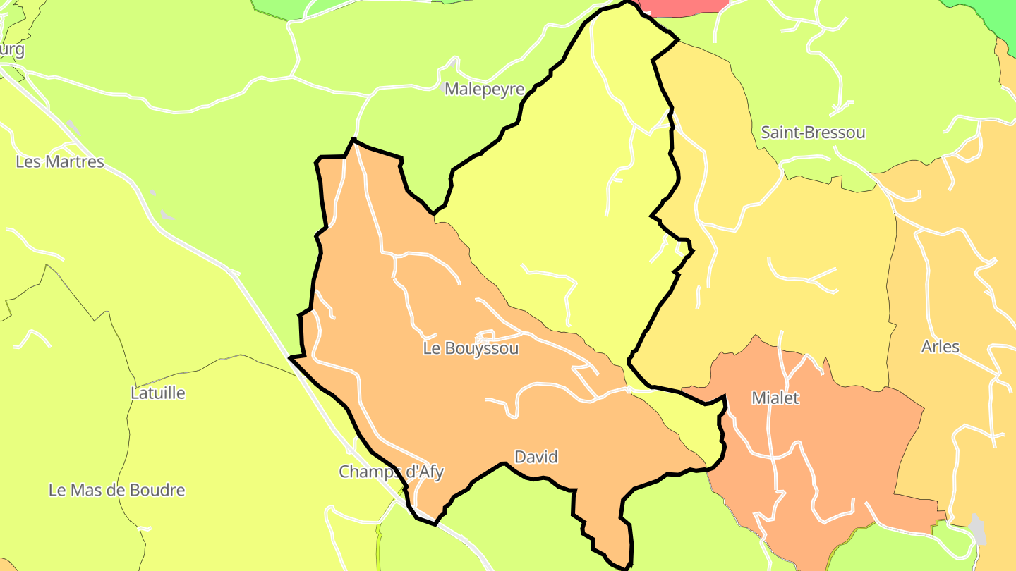 Carte des prix de l'immobilier Le Bouyssou