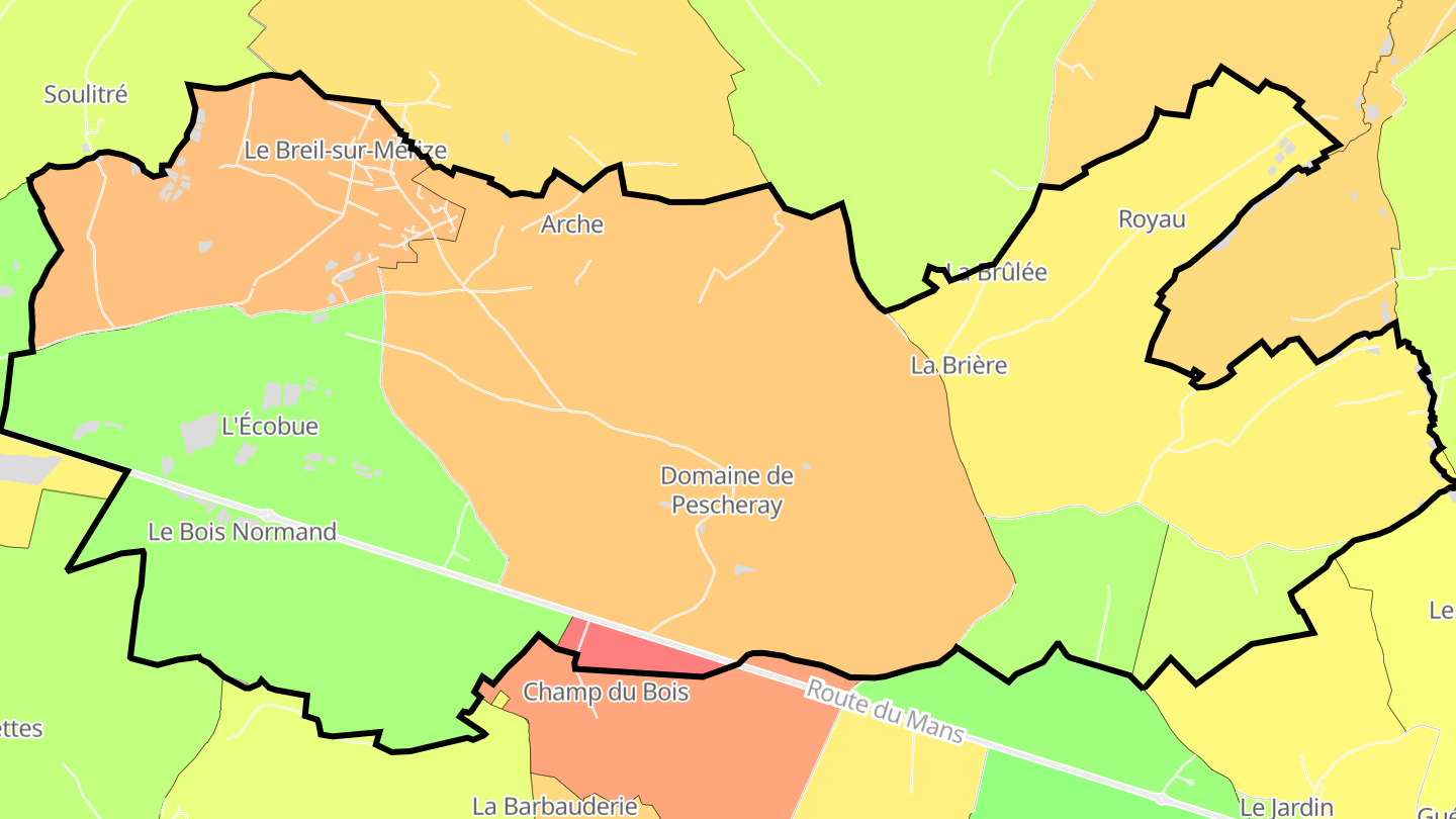 Carte des prix de l'immobilier Le Breil-sur-Mérize