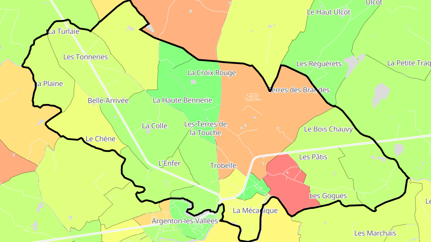 Carte des prix de l'immobilier Le Breuil-sous-Argenton