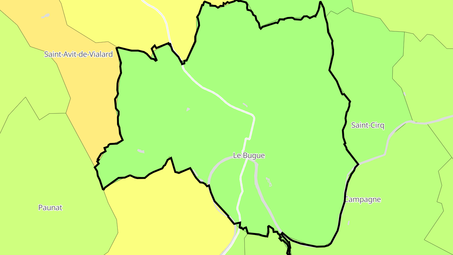 Carte des prix de l'immobilier Le Bugue