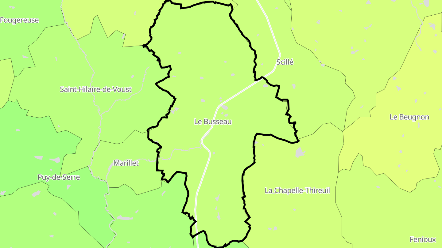 Carte des prix de l'immobilier Le Busseau