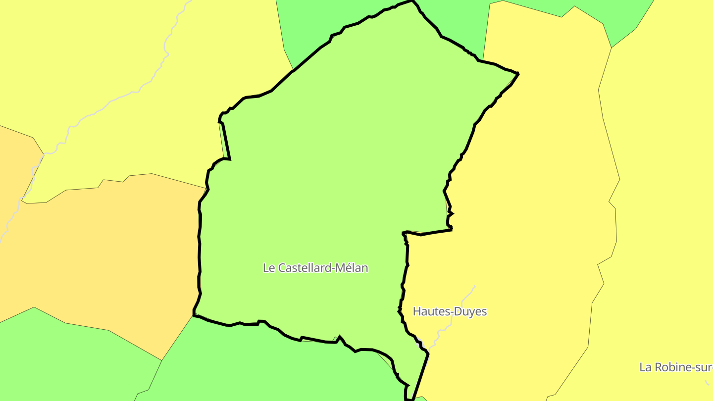 Carte des prix de l'immobilier Le Castellard-Mélan