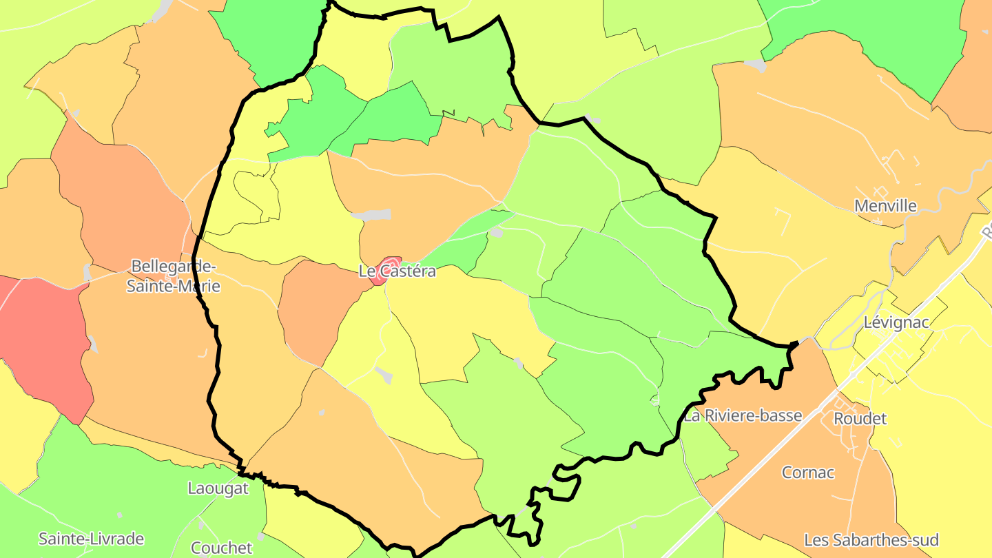Carte des prix de l'immobilier Le Castéra