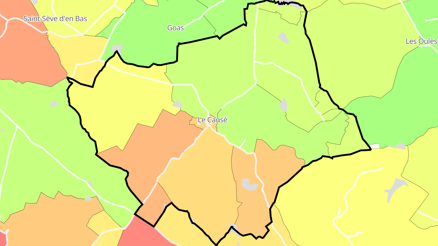 Carte des prix de l'immobilier Le Causé