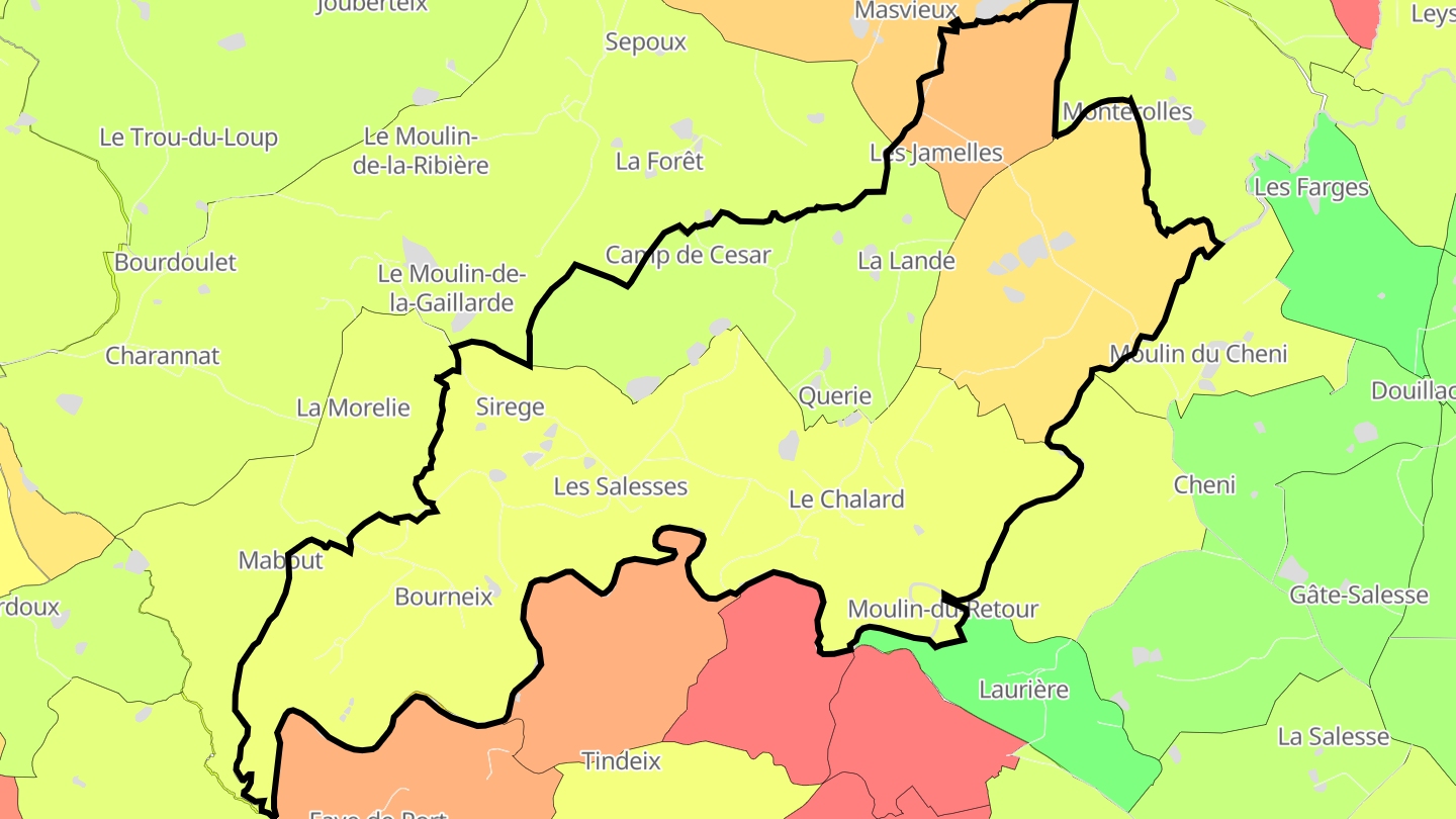 Carte des prix de l'immobilier Le Chalard