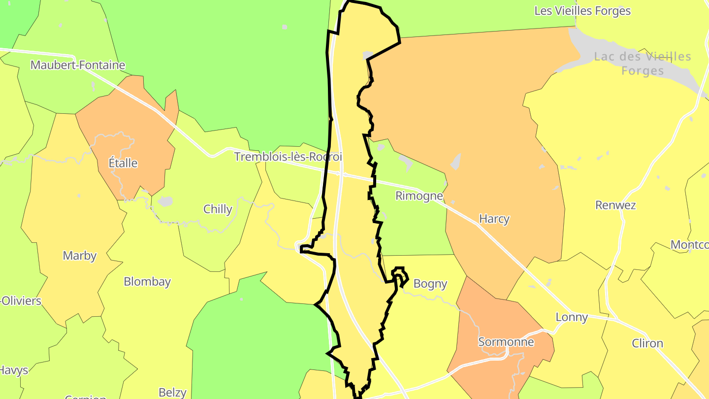 Carte des prix de l'immobilier Le Châtelet-sur-Sormonne