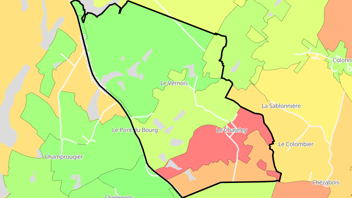 Carte des prix de l'immobilier Le Chateley