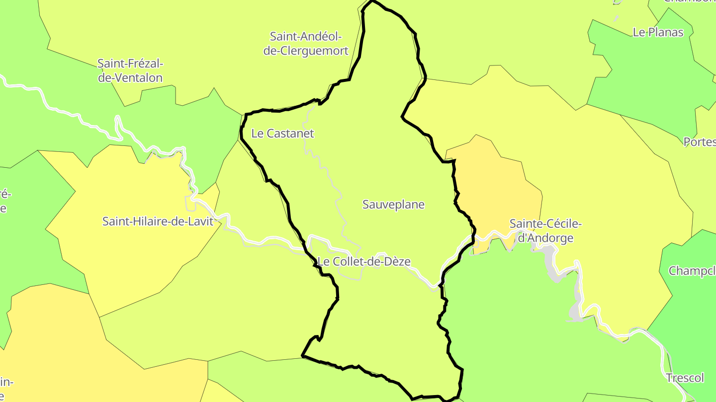 Carte des prix de l'immobilier Le Collet-de-Dèze