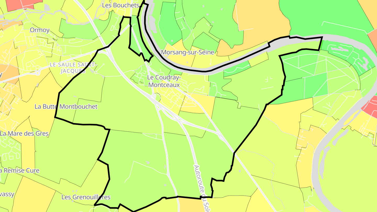 Carte des prix de l'immobilier Le Coudray-Montceaux