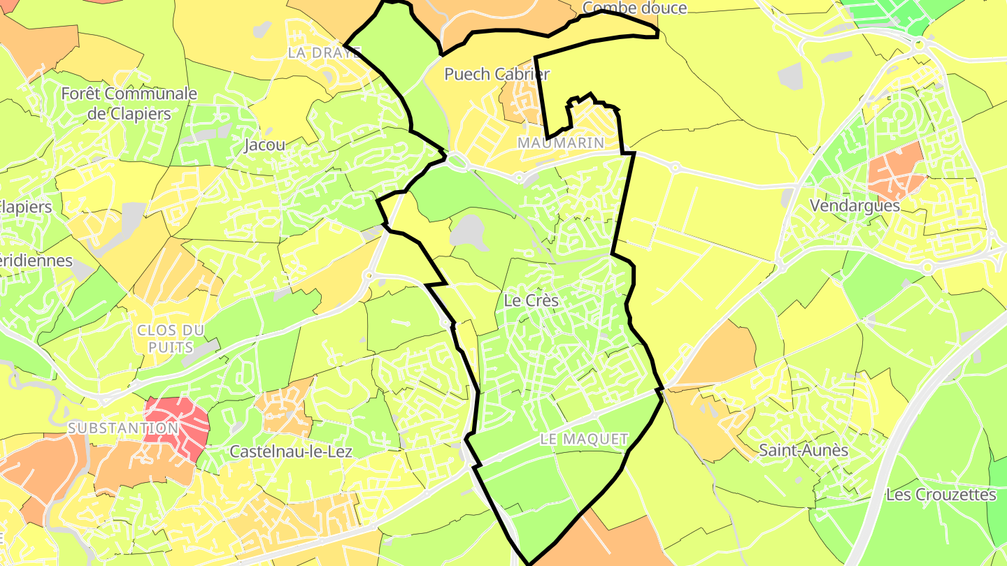 Carte des prix de l'immobilier Le Crès