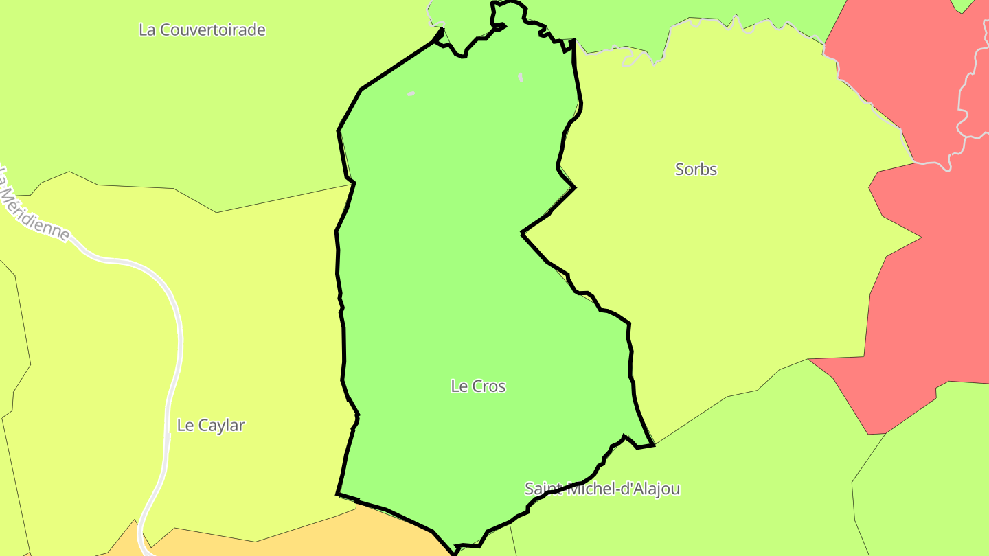 Carte des prix de l'immobilier Le Cros