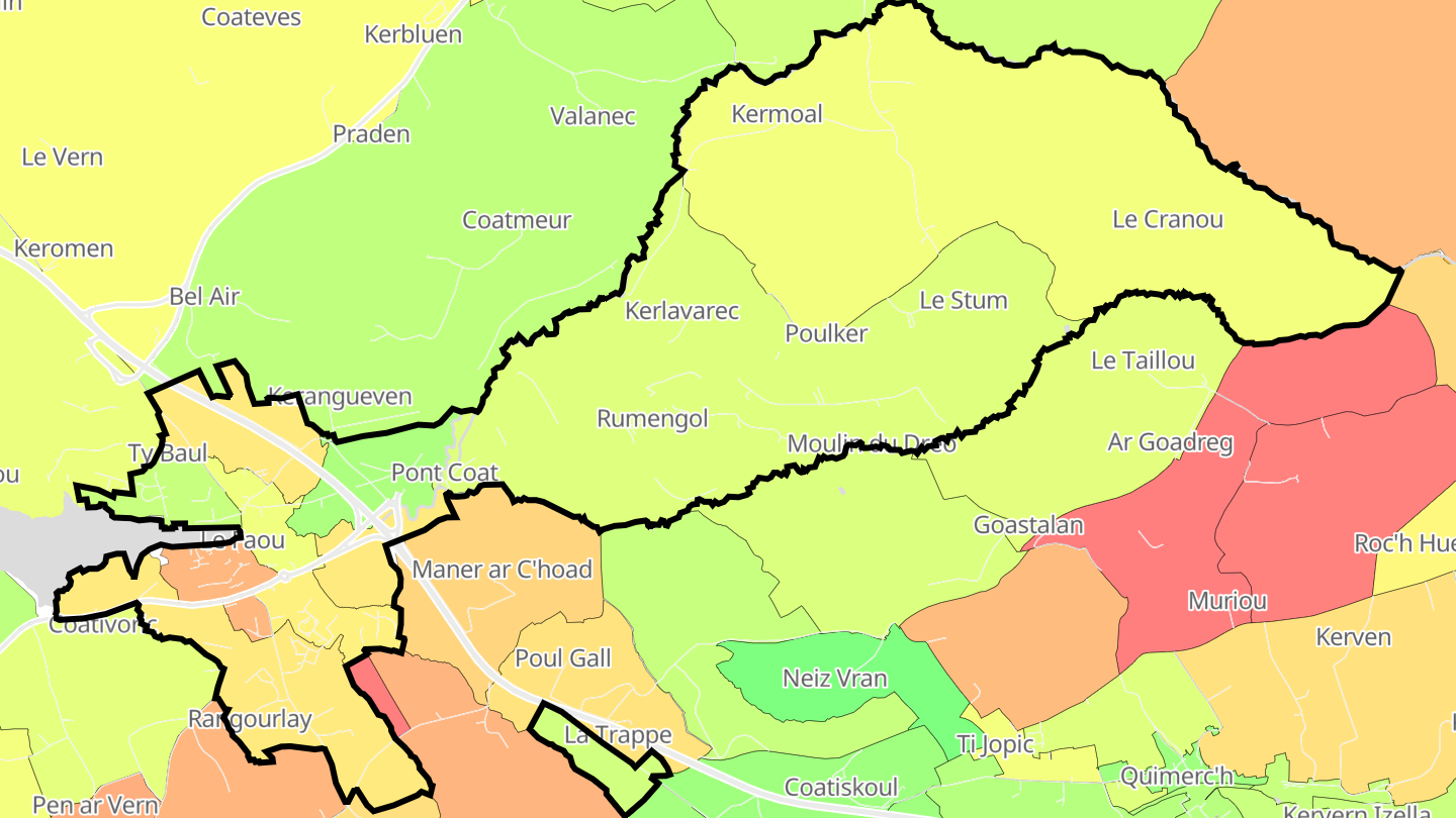 Carte des prix de l'immobilier Le Faou