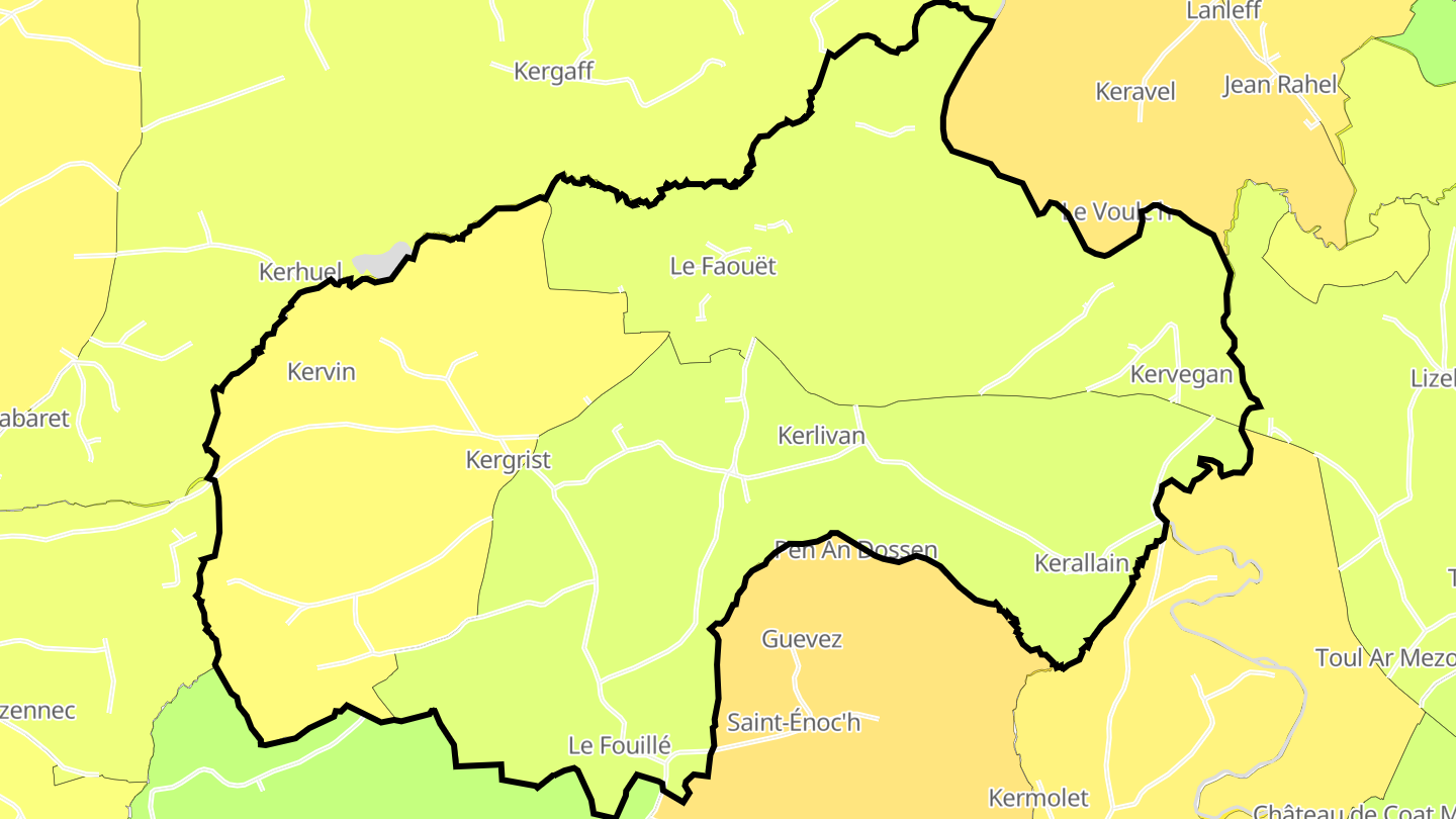 Carte des prix de l'immobilier Le Faouët