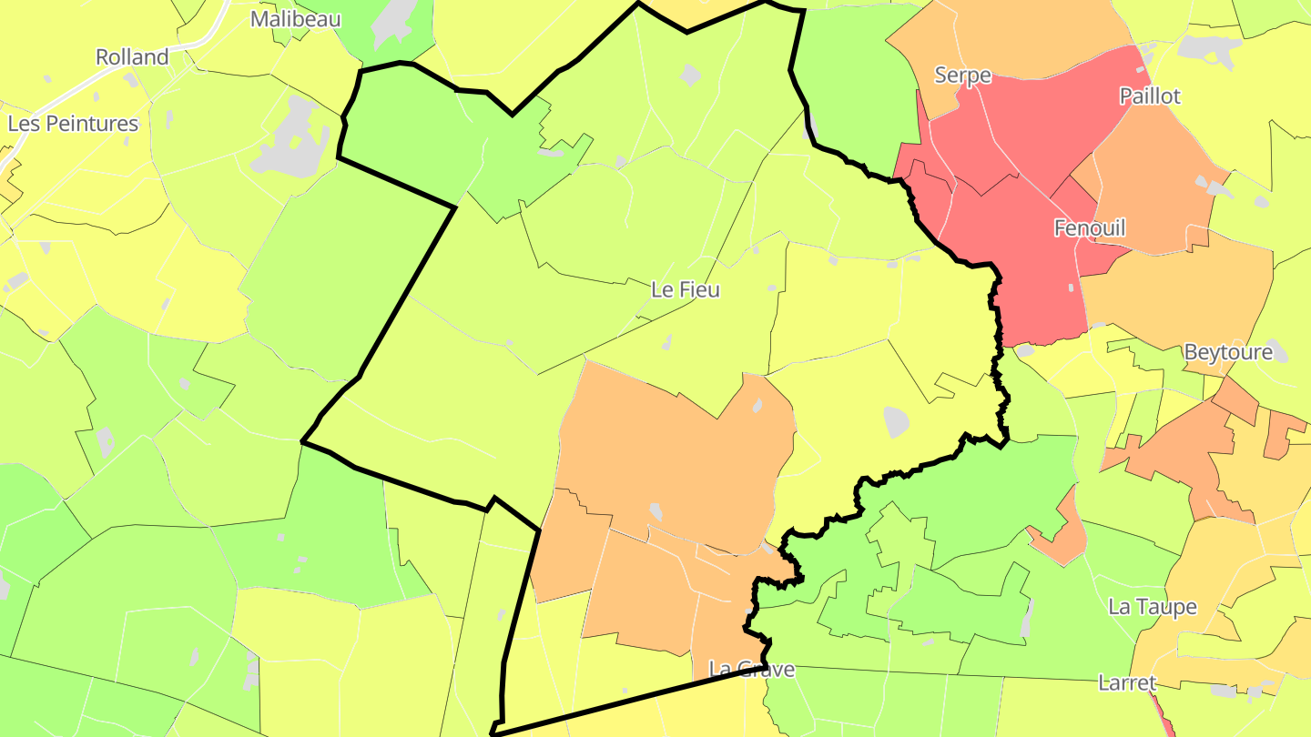 Carte des prix de l'immobilier Le Fieu