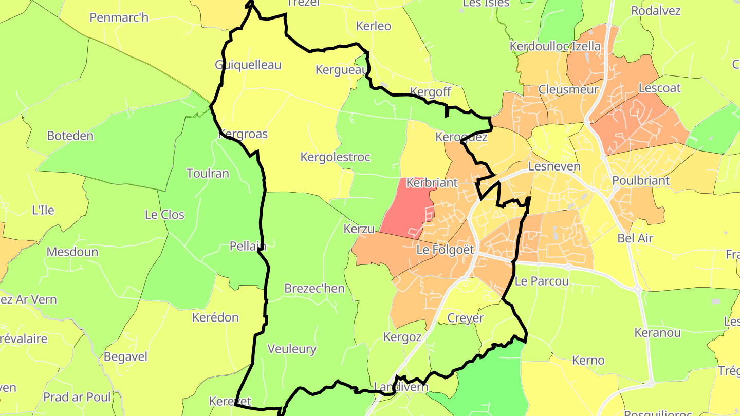 Carte des prix de l'immobilier Le Folgoët