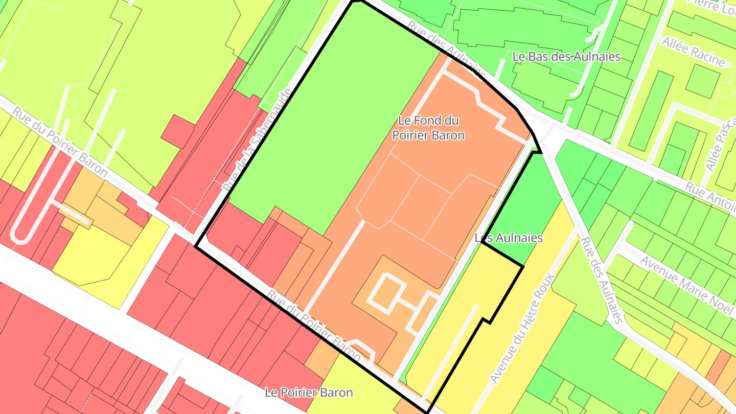 Carte des prix de l'immobilier Le Fond du Poirier Baron