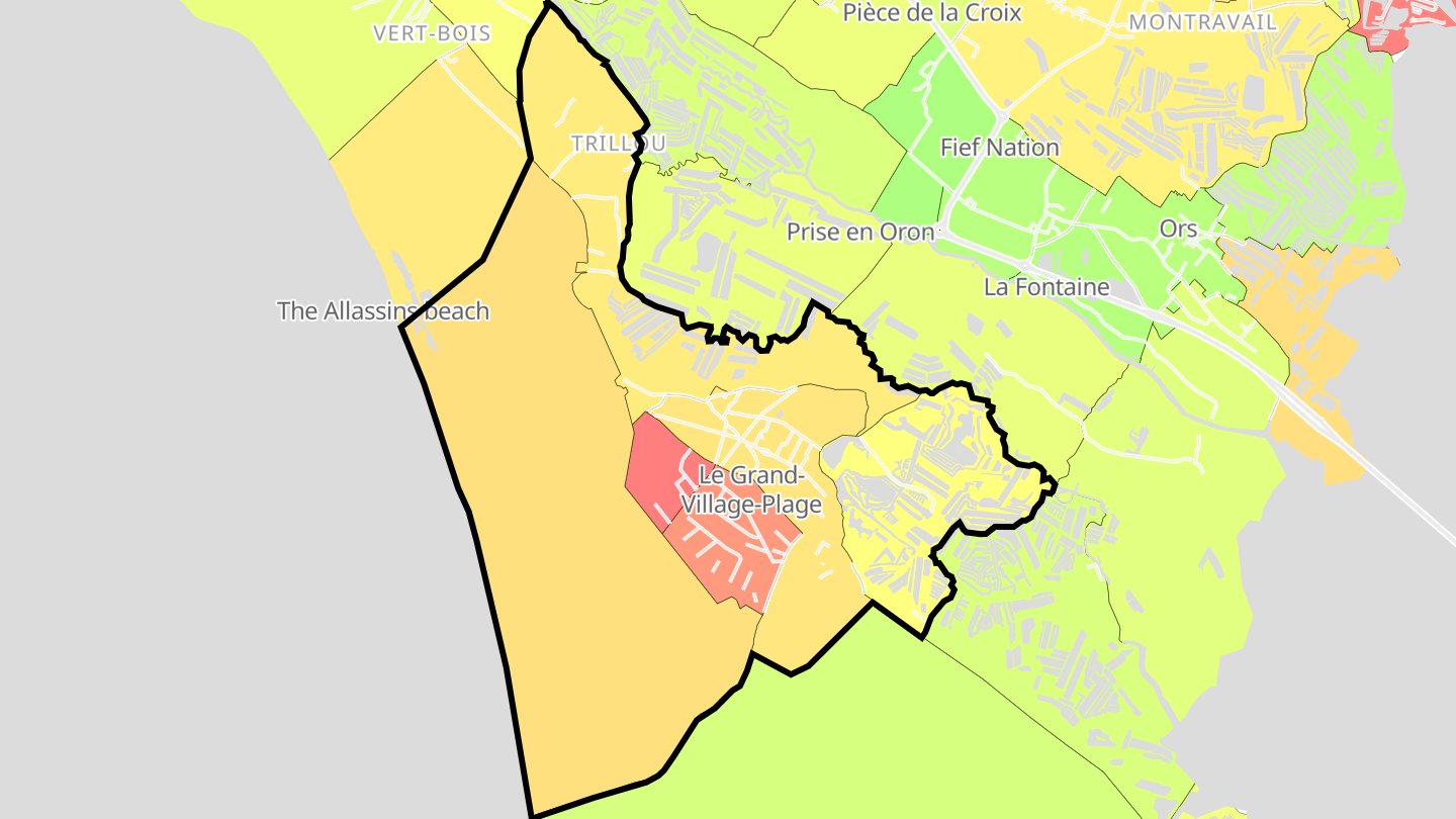Carte des prix de l'immobilier Le Grand-Village-Plage