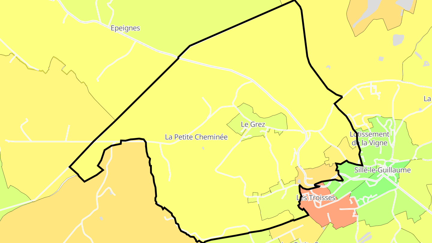 Carte des prix de l'immobilier Le Grez