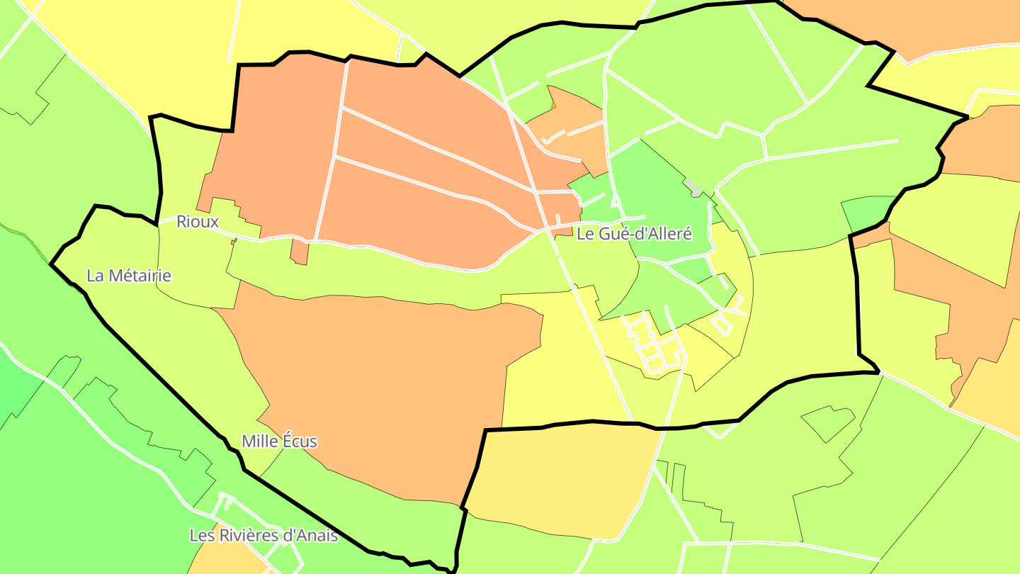 Carte des prix de l'immobilier Le Gué-d'Alleré