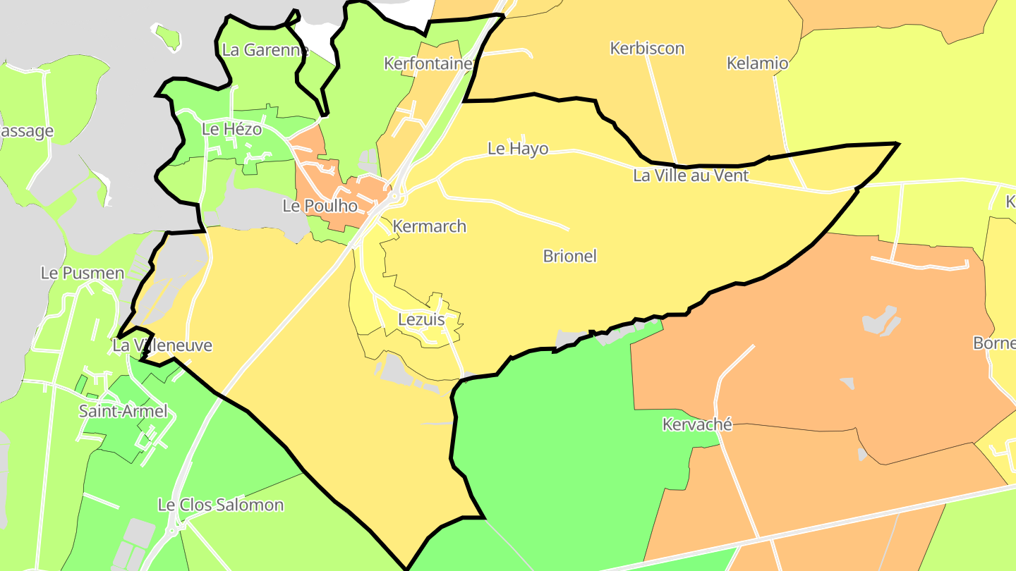 Carte des prix de l'immobilier Le Hézo