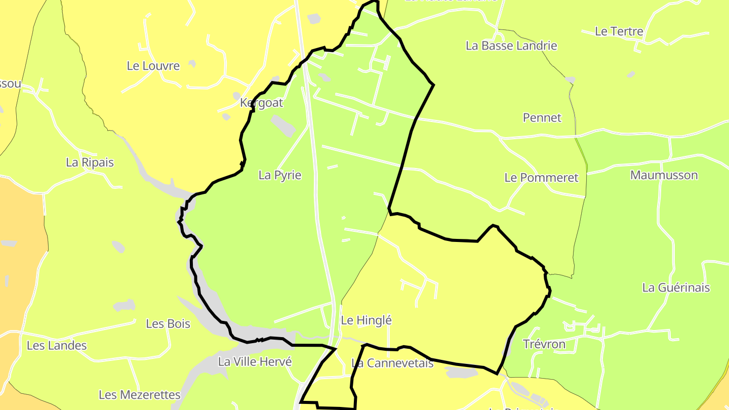 Carte des prix de l'immobilier Le Hinglé