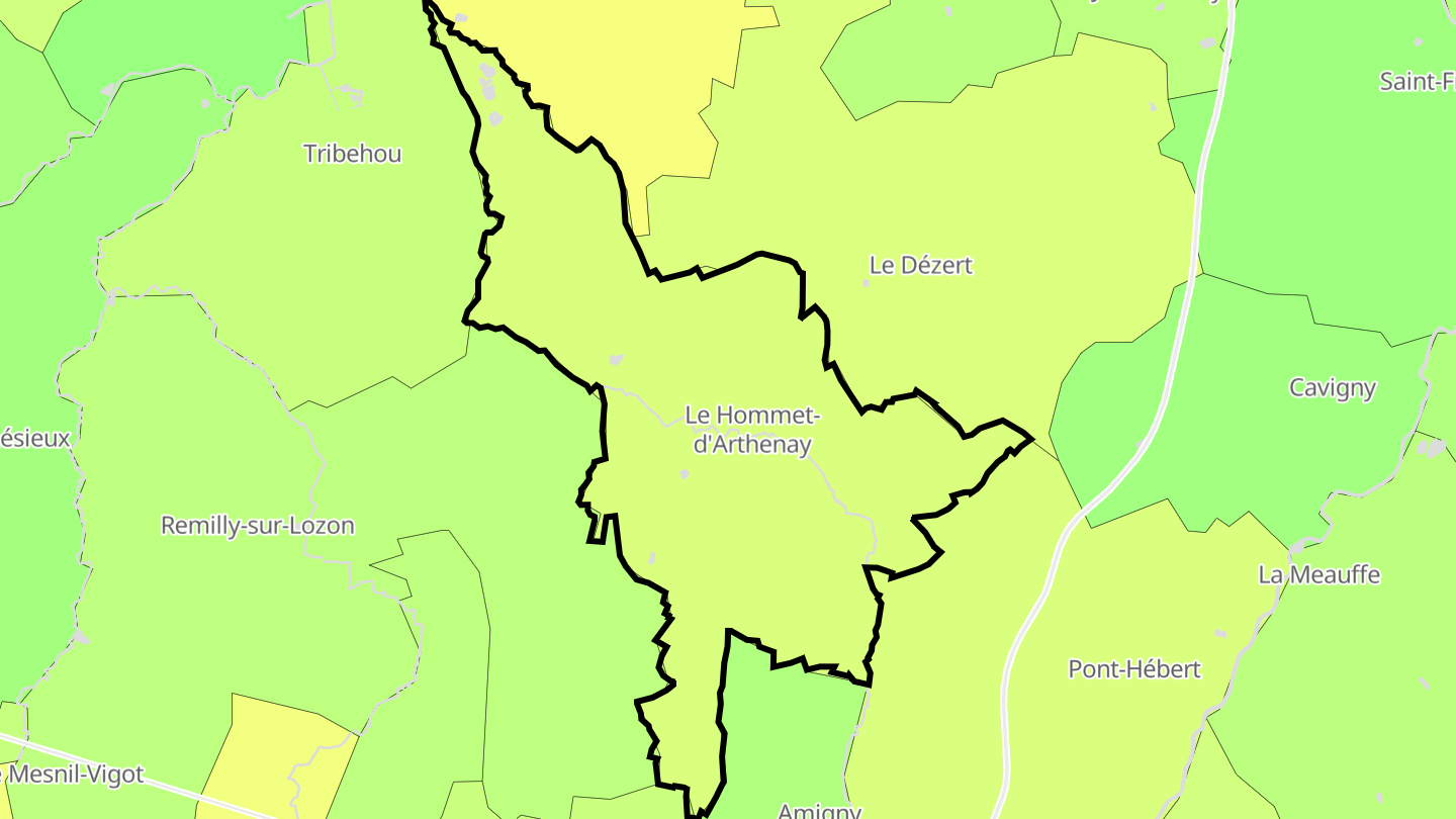 Carte des prix de l'immobilier Le Hommet-d'Arthenay