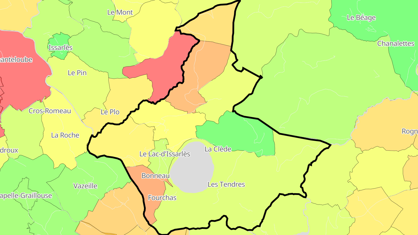 Carte des prix de l'immobilier Le Lac-d'Issarlès