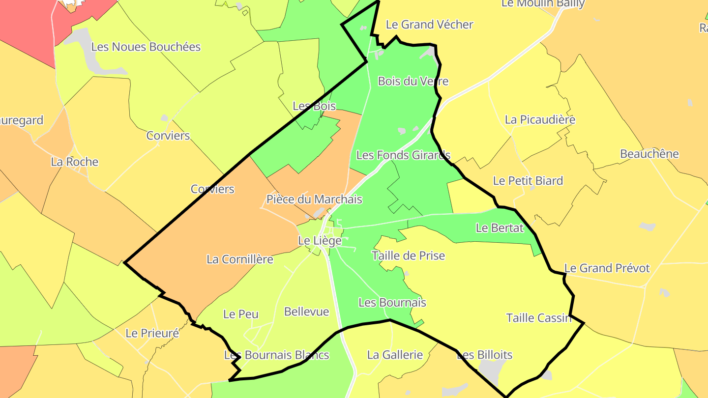 Carte des prix de l'immobilier Le Liège