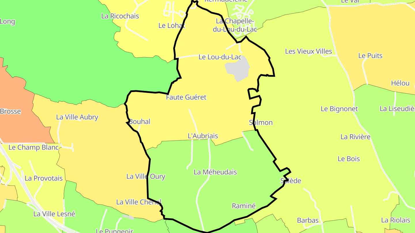 Carte des prix de l'immobilier Le Lou-du-Lac