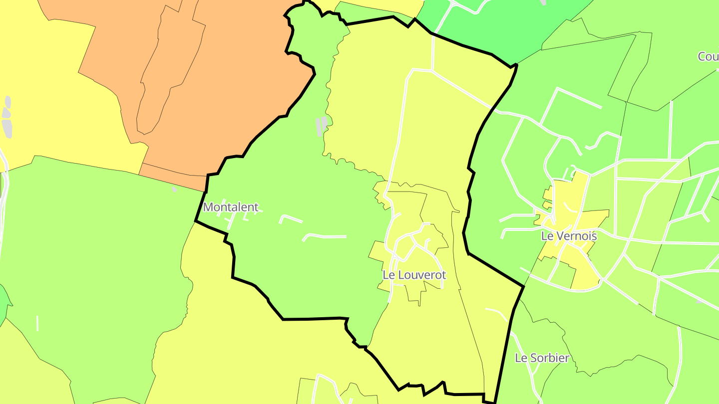 Carte des prix de l'immobilier Le Louverot