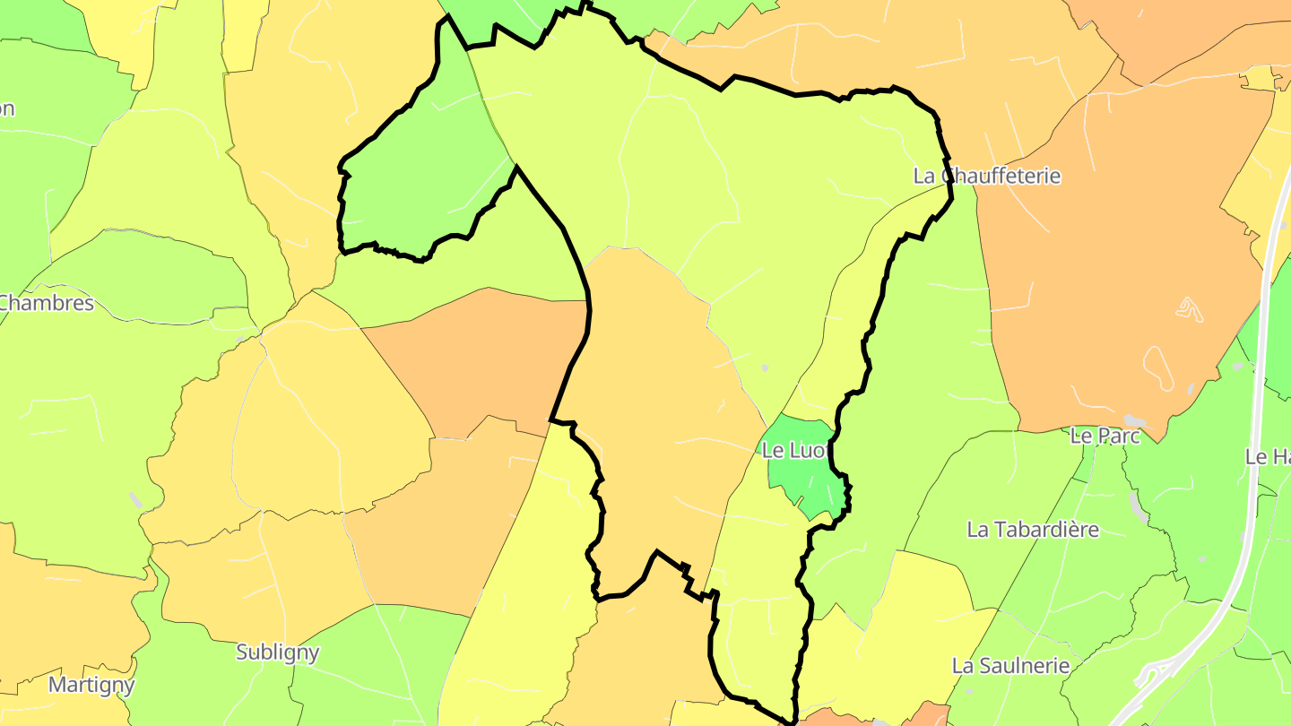 Carte des prix de l'immobilier Le Luot