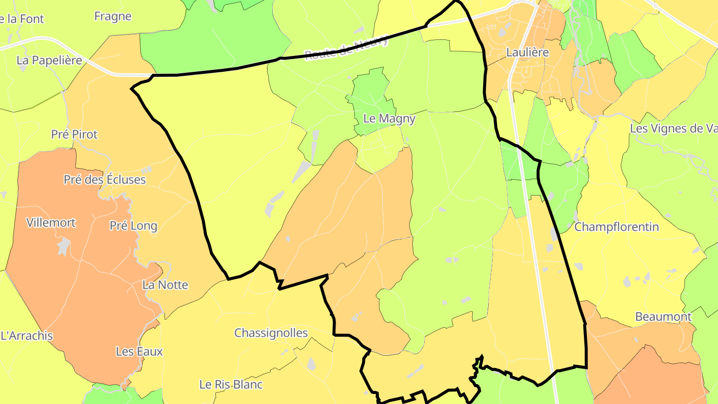 Carte des prix de l'immobilier Le Magny