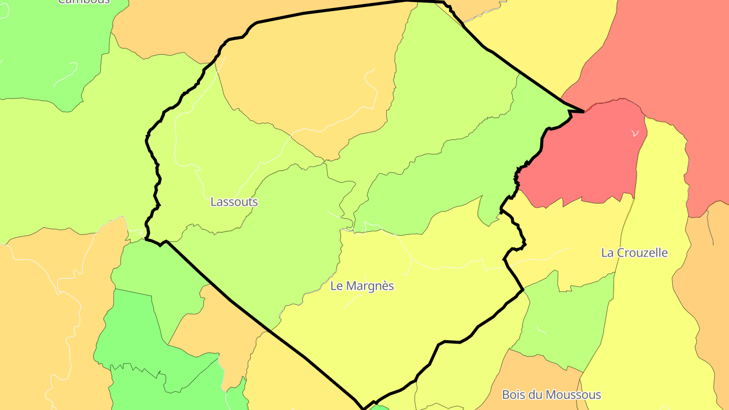 Carte des prix de l'immobilier Le Margnès