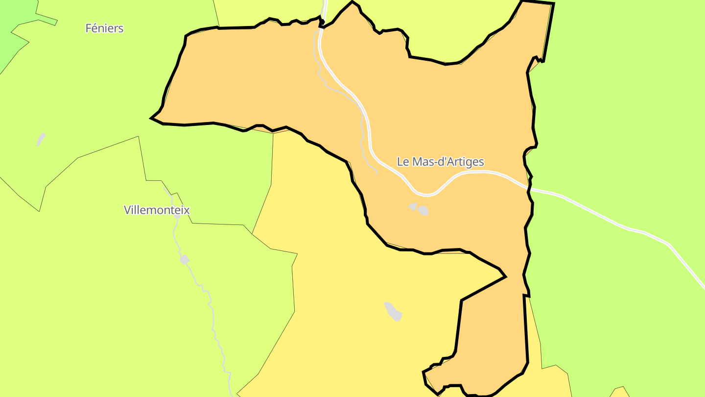 Carte des prix de l'immobilier Le Mas-d'Artige
