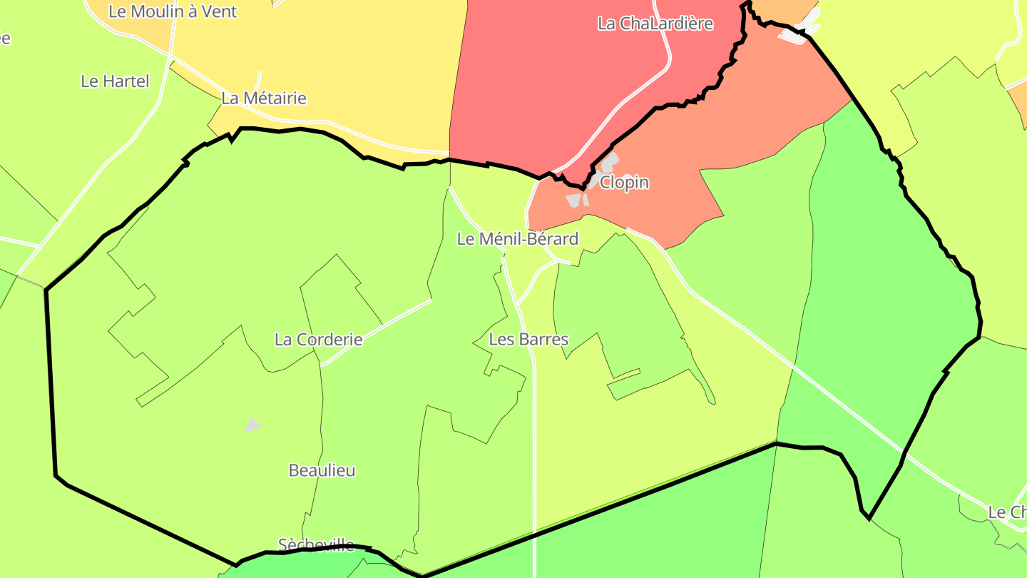 Carte des prix de l'immobilier Le Ménil-Bérard