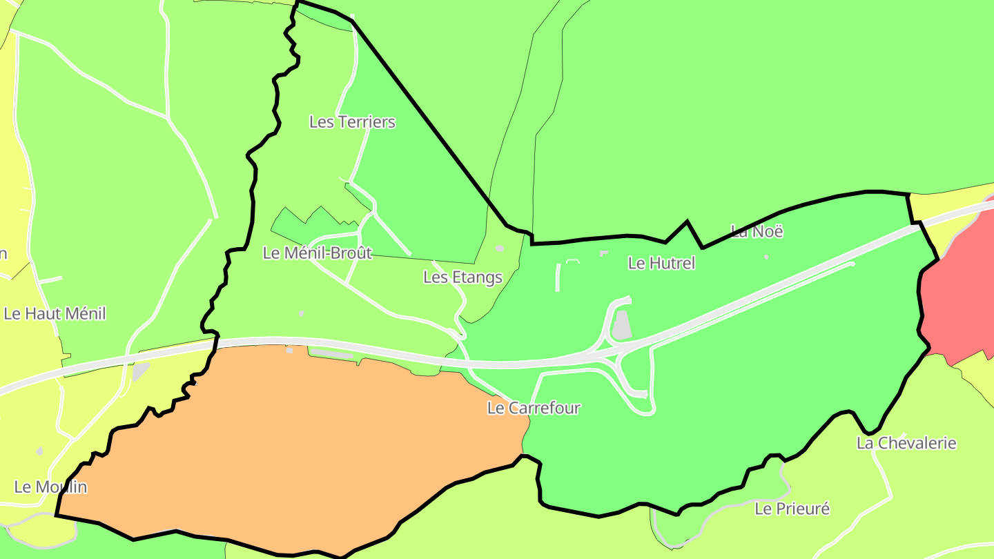 Carte des prix de l'immobilier Le Ménil-Broût