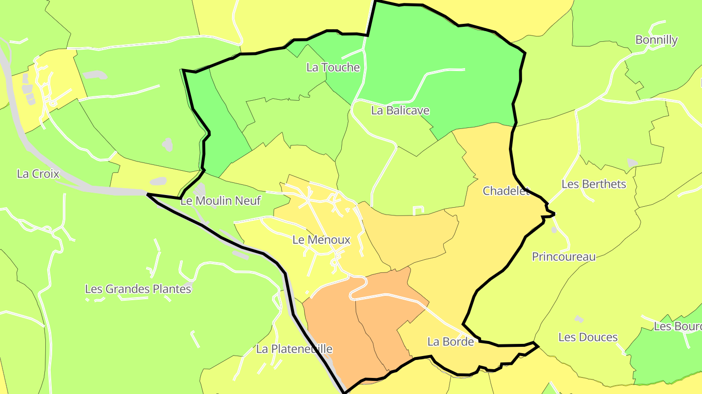 Carte des prix de l'immobilier Le Menoux