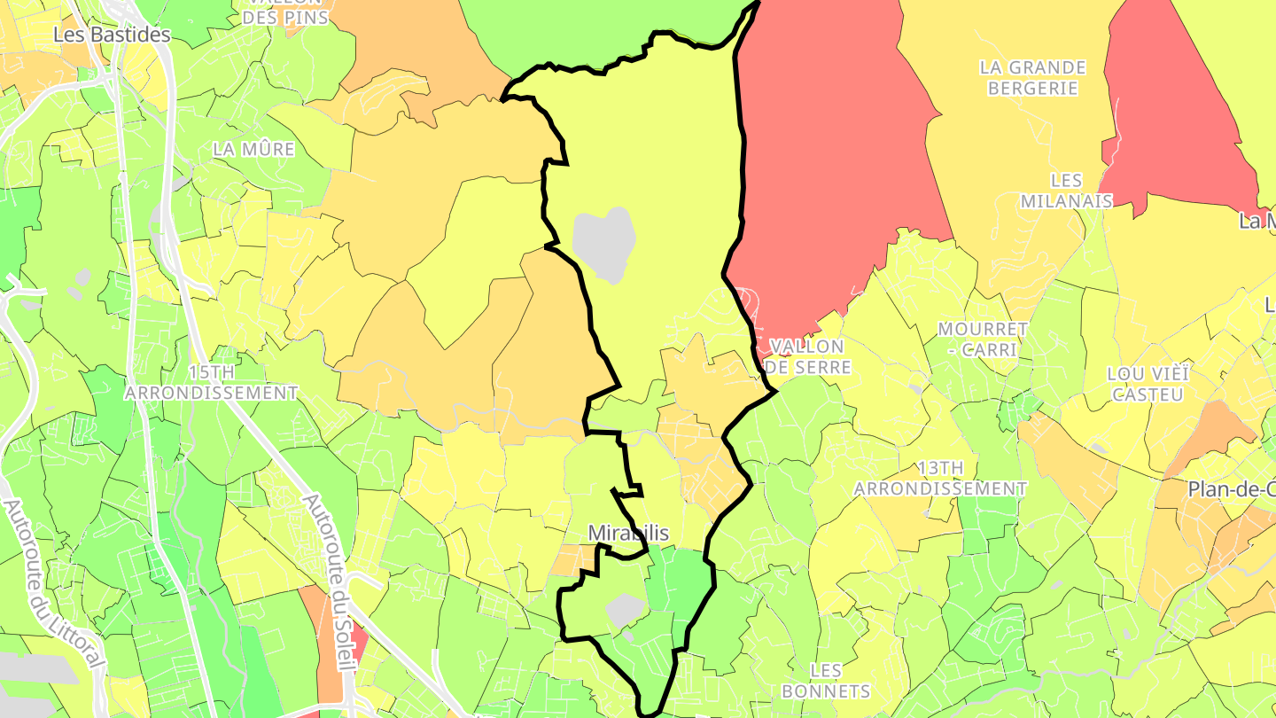 Carte des prix de l'immobilier Le Merlan