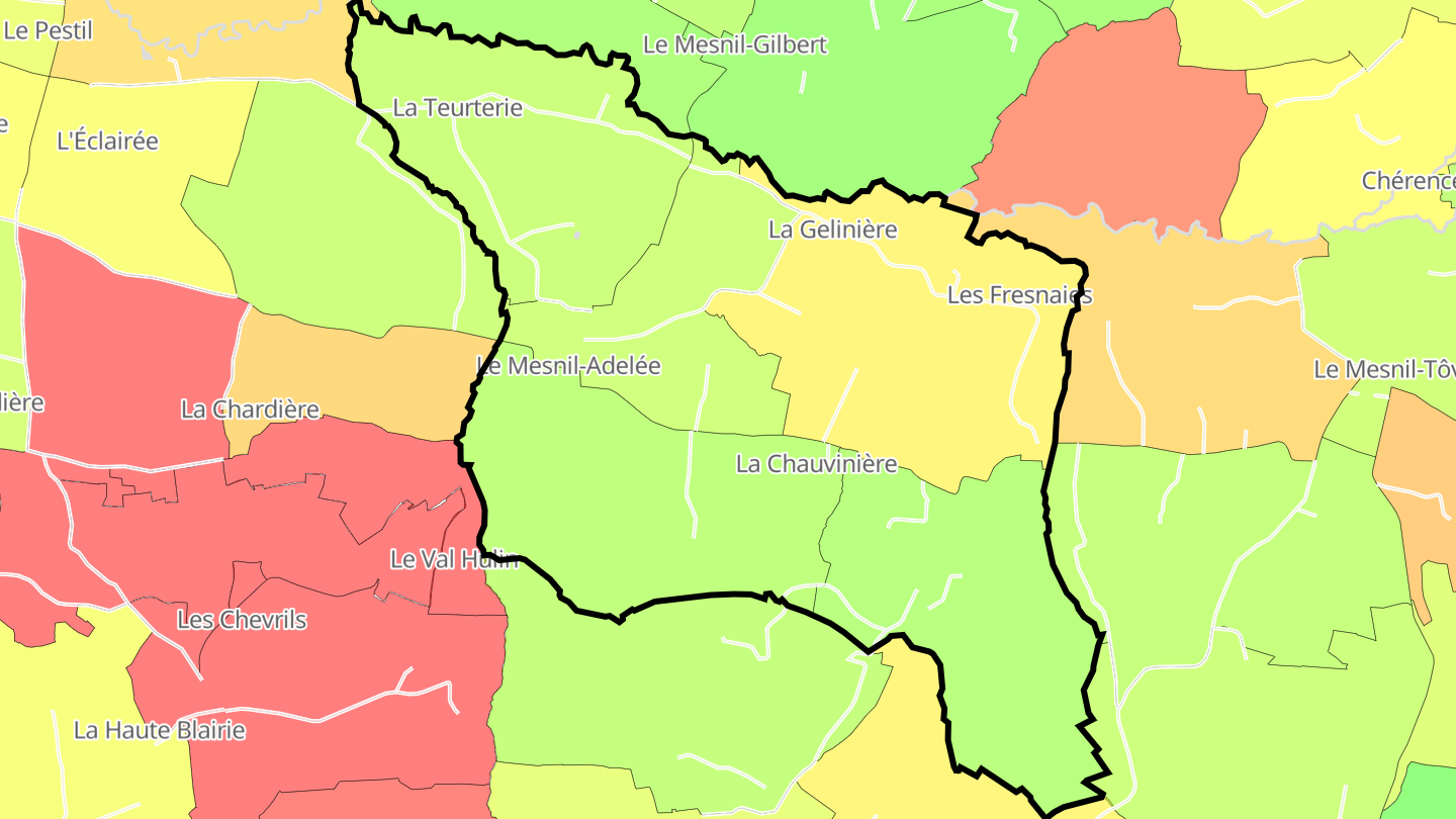 Carte des prix de l'immobilier Le Mesnil-Adelée