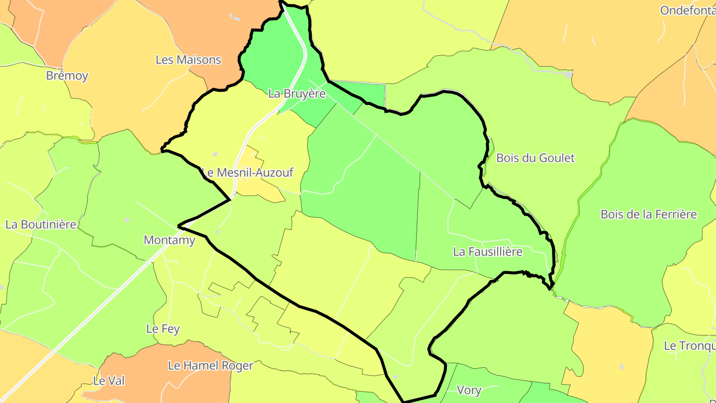 Carte des prix de l'immobilier Le Mesnil-Auzouf