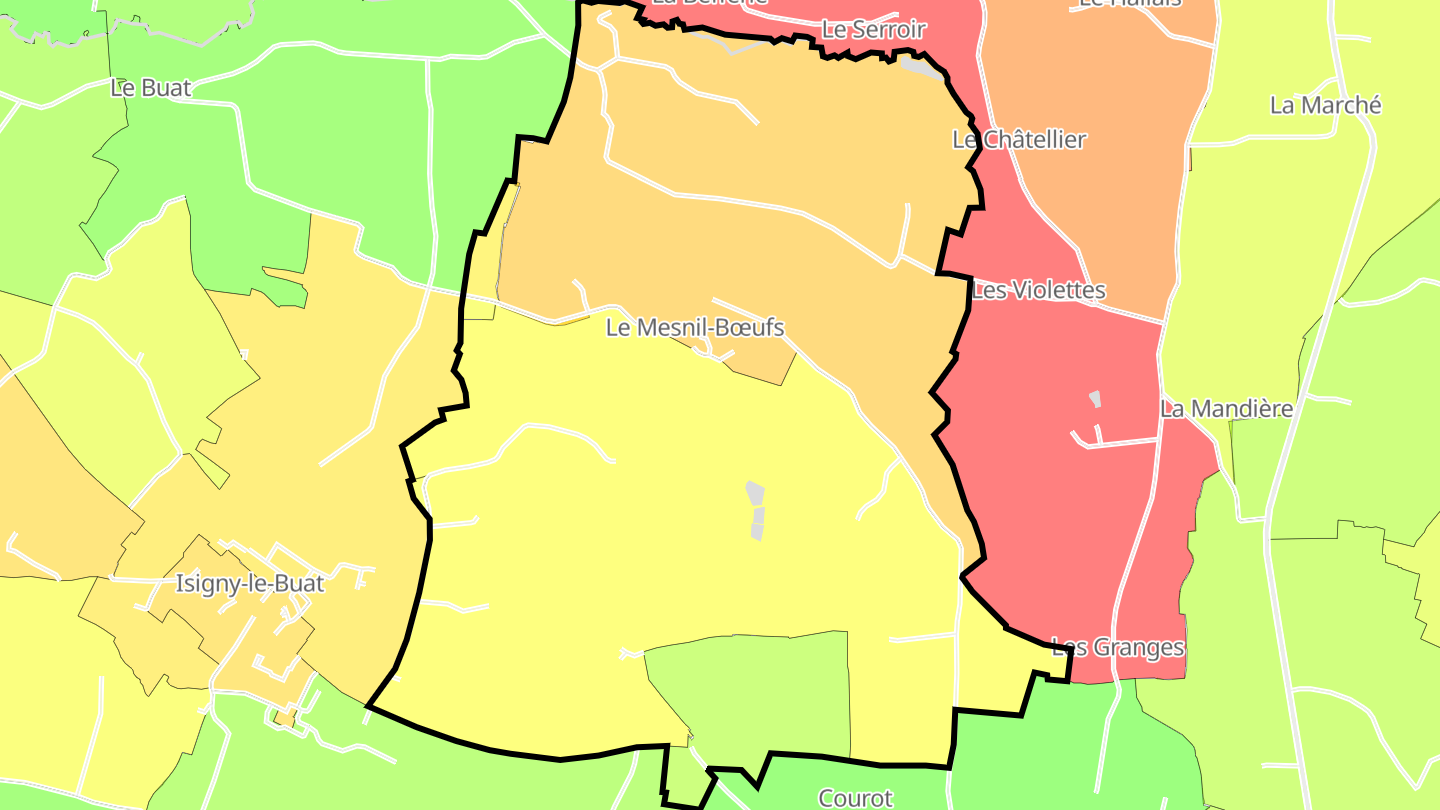 Carte des prix de l'immobilier Le Mesnil-Bœufs